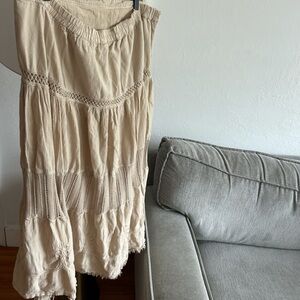 Scully Western Crochet Boho Indie Maxi Skirt XL Praire Beige  Embrodery